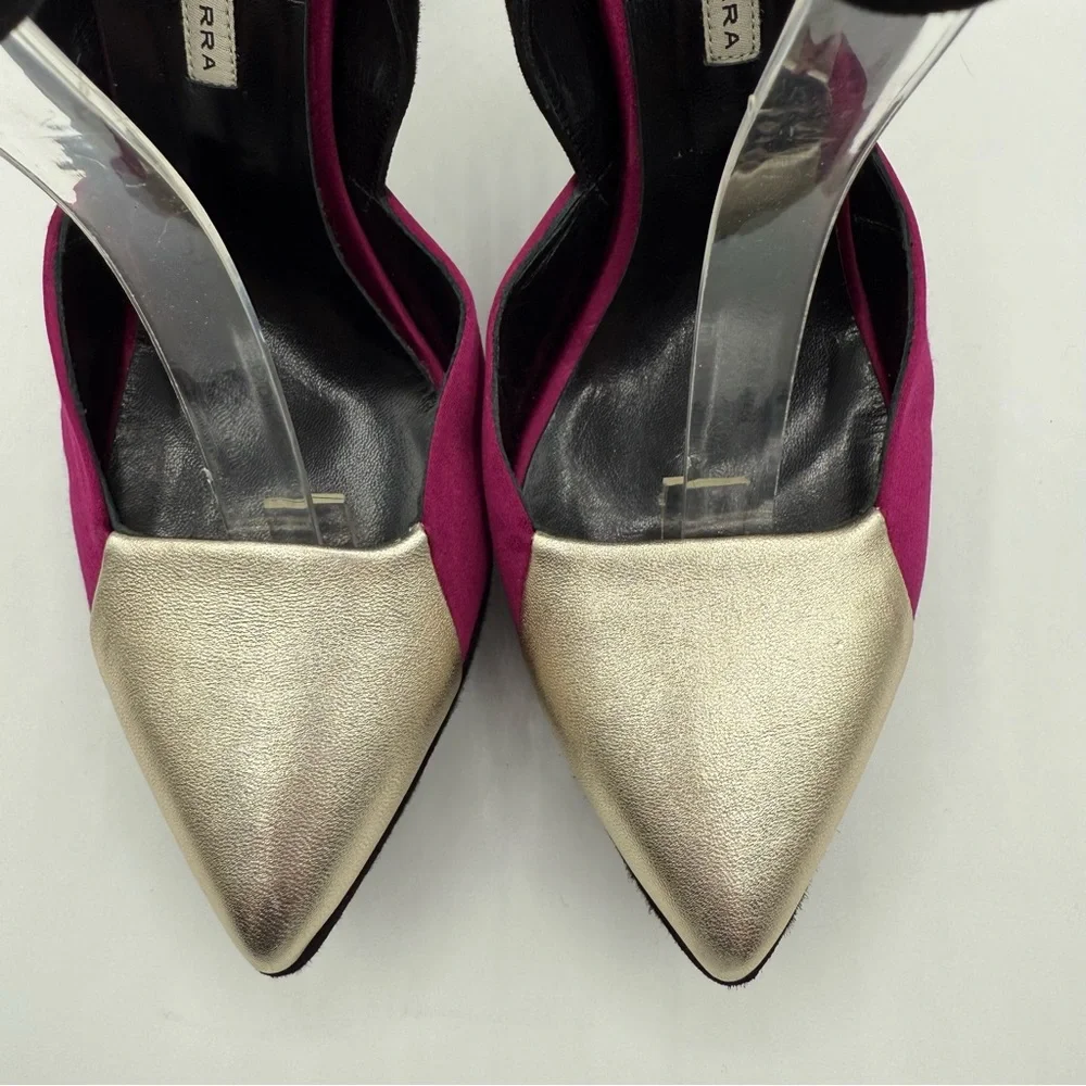 Gianni Marra Bold Color-block With Ankle Strap Stiletto Pointy Toe Platform - Picture 17 of 17